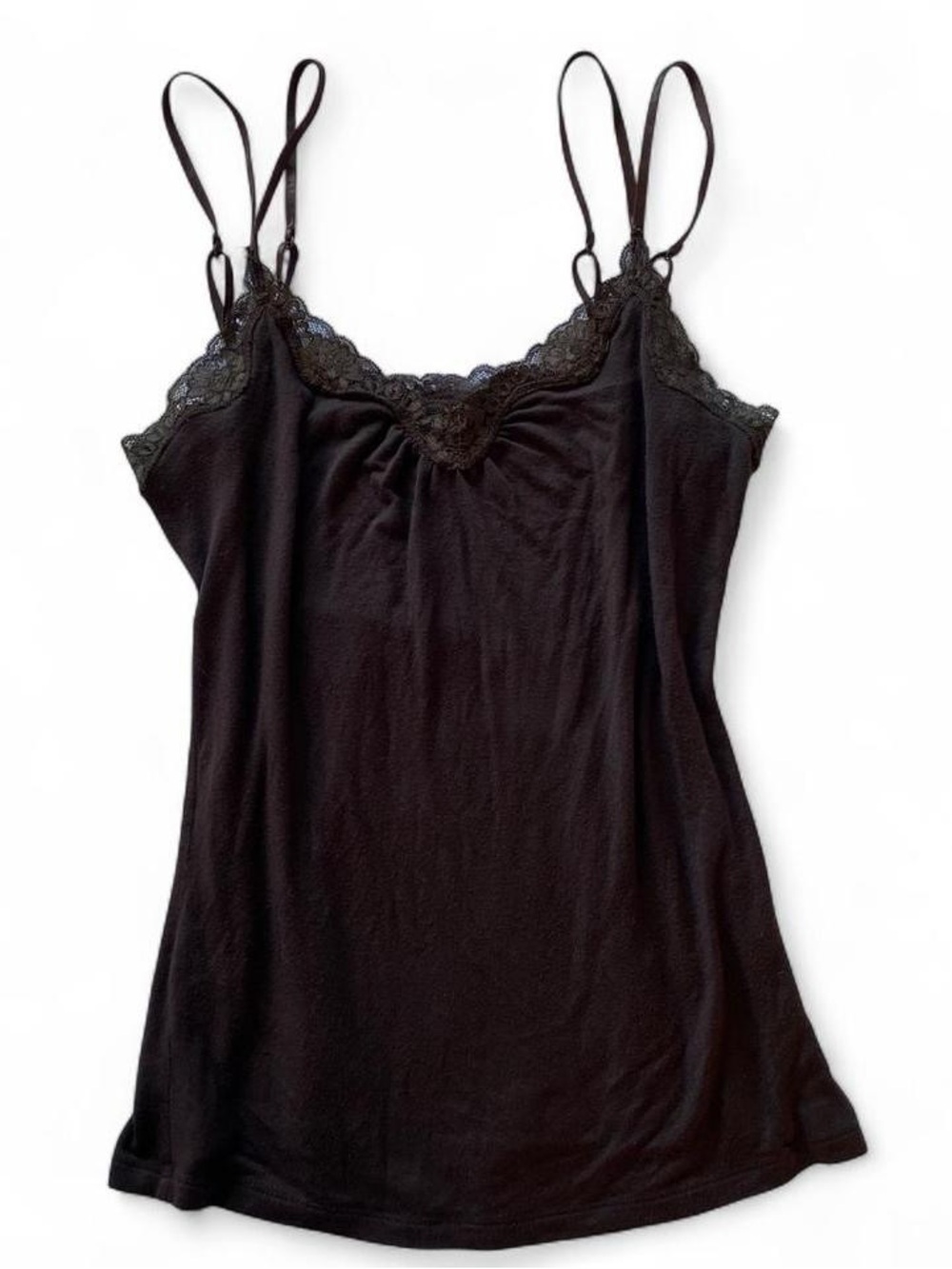 Vintage Express Brown Lace-Trim Double-Strap Camisole